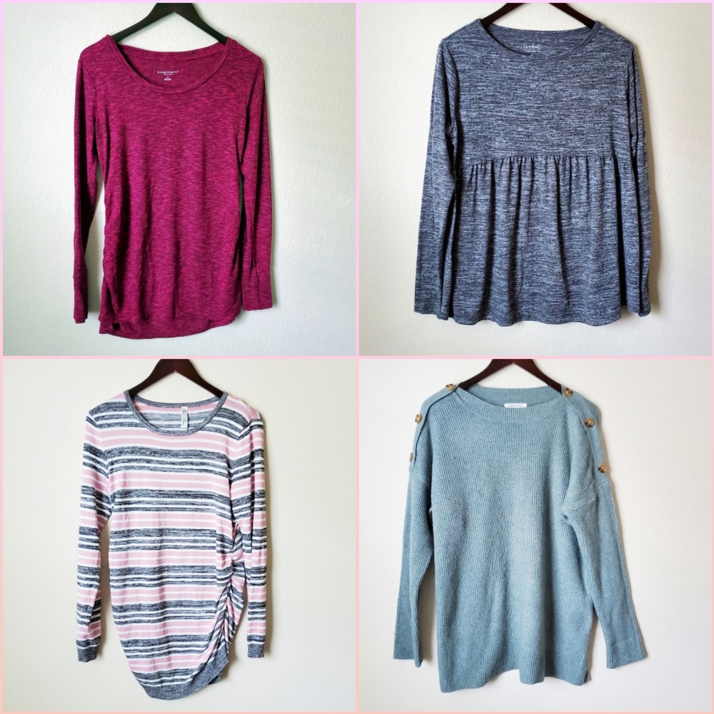 Maternity Long Sleeve Sweater Tops in Med Bundle